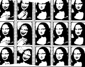 Mona Lisa appearing as captures on 35mm film.